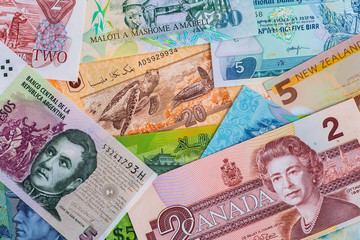 Colorful old World Paper Money background