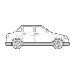 outline saloon car body style illustration icon.