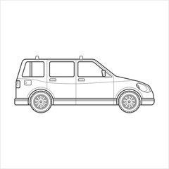 outline wagon car body style illustration icon.