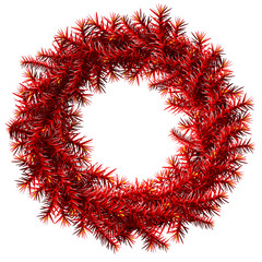Empty christmas wreath of red pine branches without decoration