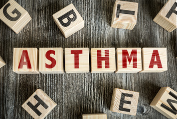 Wooden Blocks with the text: Asthma - obrazy, fototapety, plakaty