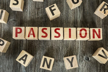 Wooden Blocks with the text: Passion