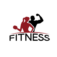 man and woman of fitness silhouette character vector design temp