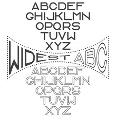 retro wide alphabet for labels