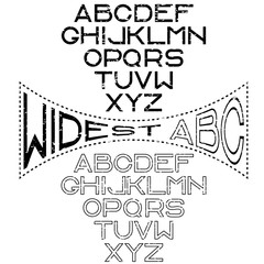 Grunge retro wide alphabet for labels