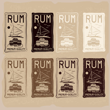 rum vintage labels set