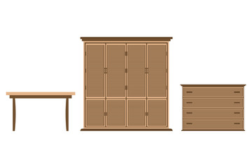 Furniture design set dresser cabinet table on a  white background