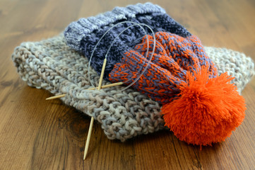 knitting scard and wolly hat