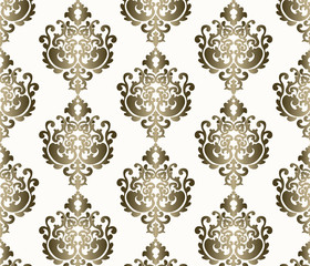 Classic style ornament damask background in golden brown color. Vector