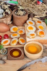 Quail eggs and fried quail eggs of delicious.