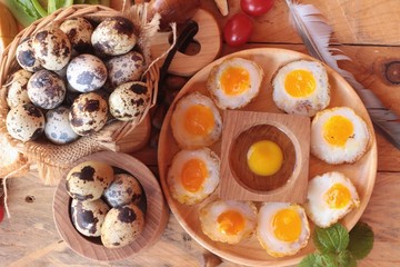 Quail eggs and fried quail eggs of delicious.