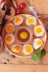 Quail eggs and fried quail eggs of delicious.