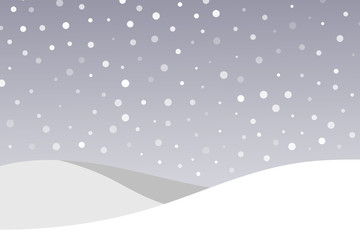 Winter lilac background with snowflakes and hills of snow. Space for text. Eps10.