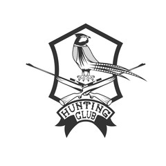 hunting club crest with carbines and pheasant