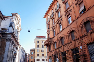 Traditional old buildings Street view in Rome, ITALY