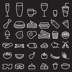 food and drink line craft icons set