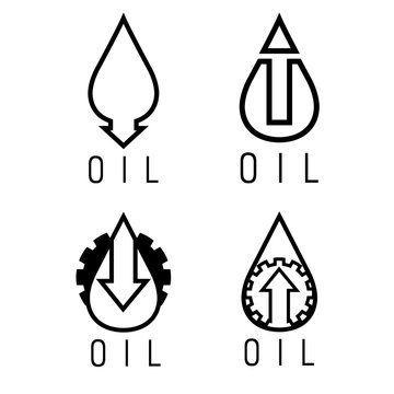 fall and rise of oil prices vector logo set