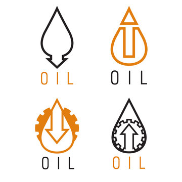 fall and rise of oil prices vector logo set