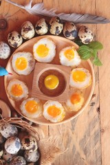 Quail eggs and fried quail eggs of delicious.