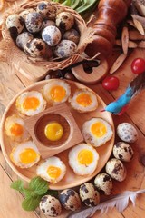 Quail eggs and fried quail eggs of delicious.