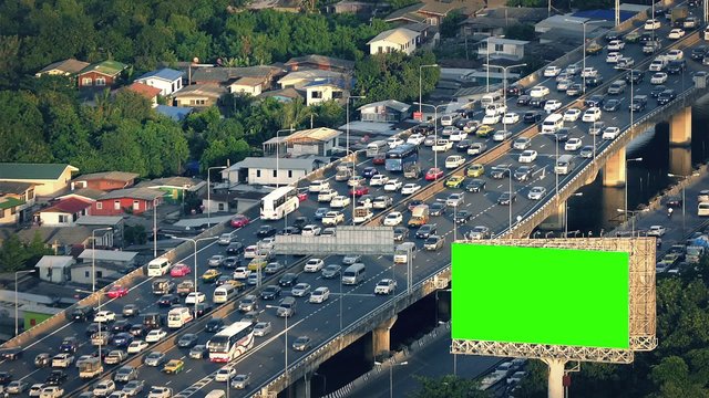 Greenscreen Billboard By Busy Highway