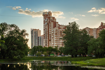 Residential building with views of the lake, St. Petersburg, Russia