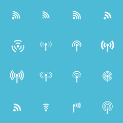 Set of sixteen vector wireless icons