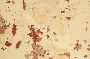 Weathered grunge cracked painted rusty metal surface as background