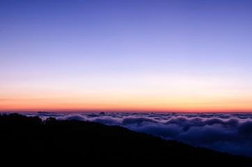 Dramatic sunrise on top of mountain