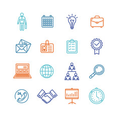 Business Outline Colorful Icons Set. Vector