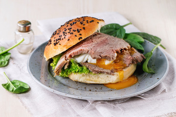 Sandwich with meat and egg