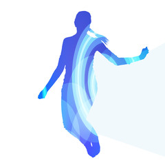 Jumping woman silhouette illustration vector background colorful
