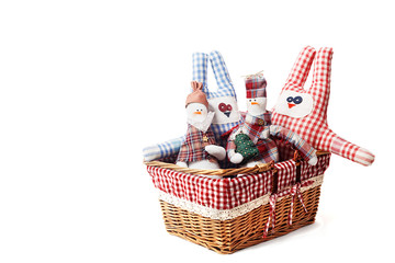 Toys in a wicker basket