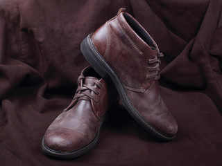 Mens shoes  on brown background