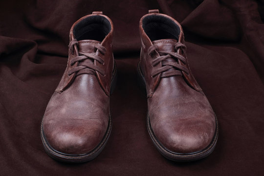 Mens shoes  on brown background