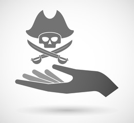 Isolated vector hand giving a pirate skull