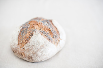 Bread loaf close up in selective focus