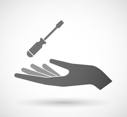 Isolated vector hand giving a screwdriver