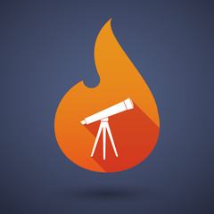 Long shadow vector flame icon with a telescope