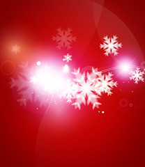 Fototapeta na wymiar Holiday red abstract background, winter snowflakes, Christmas and New Year design template