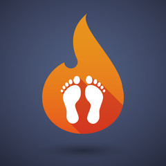 Long shadow vector flame icon with two footprints