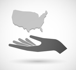 Obraz premium Isolated vector hand giving a map of the USA