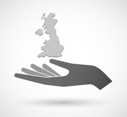 Isolated vector hand giving  a map of the UK