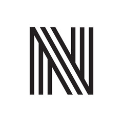 N letter formed by parallel lines.