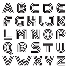 Alphabet formed by parallel lines.