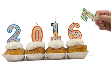 candles 2016 Cupcakes on a white background