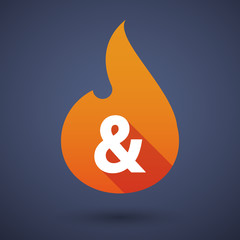 Long shadow vector flame icon with an ampersand