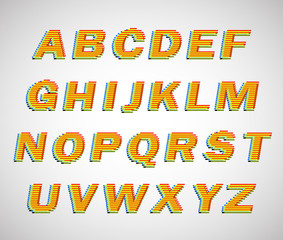 Colorful lines vector font. Use for design.