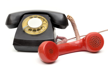 old phone on the white background