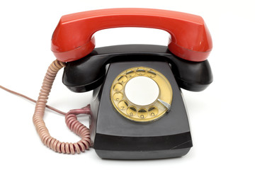 old phone on the white background